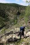 Гриша поднимается с байдаркой со дна каньонаАвтор: al24.07.2011 14:31:40